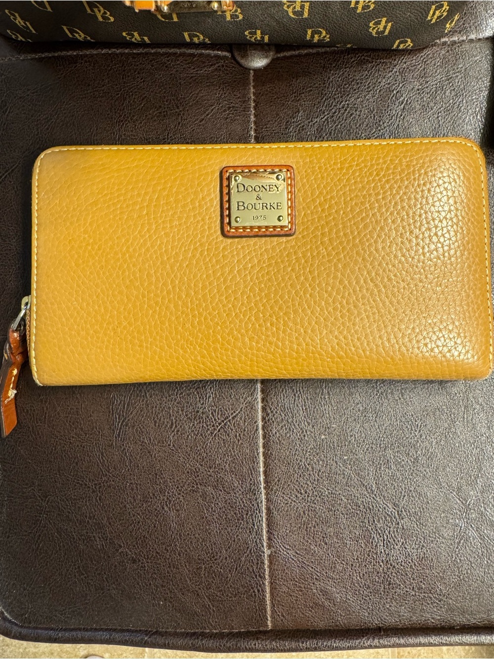Dooney & Bourke Monogram Gretta Drawstring bag with Tan Trim and Red Lining - Picture 10 of 10